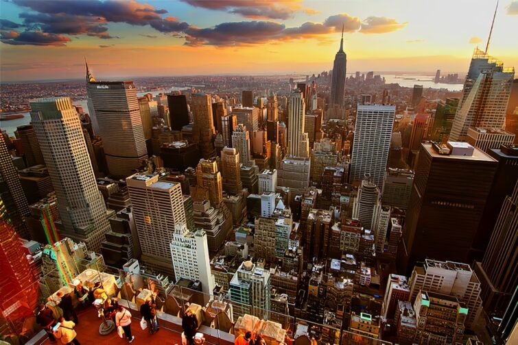 Vue panoramique de New York avec budget illustré