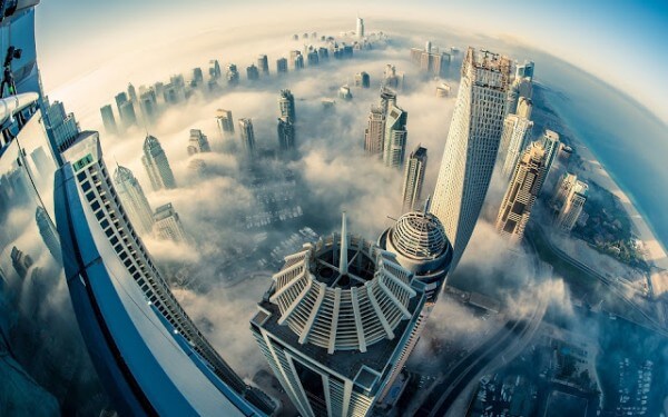 Hélico Dubaï vue aérienne
