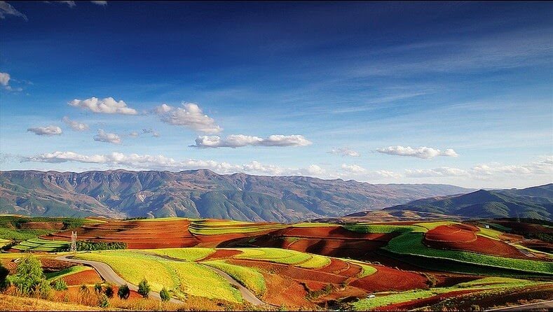 Dongchuan red and ocher earth terraces in China