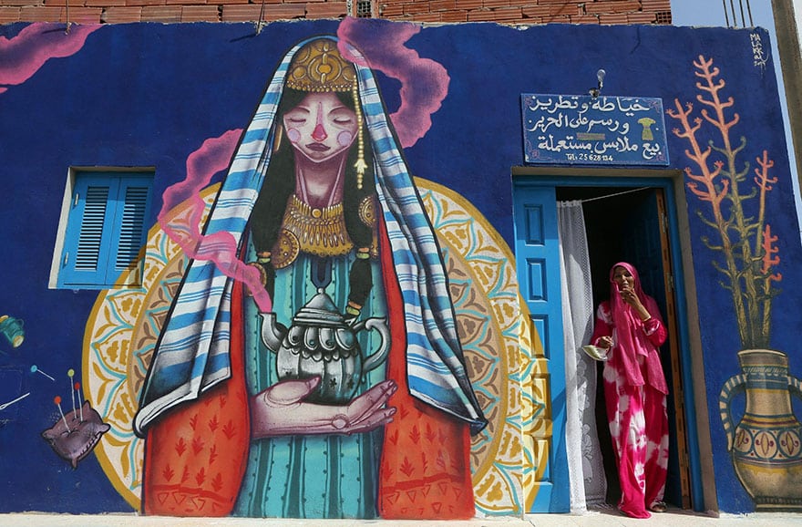 Djerbahood, Erriadh, Tunisie, street-art musée à ciel ouvert
