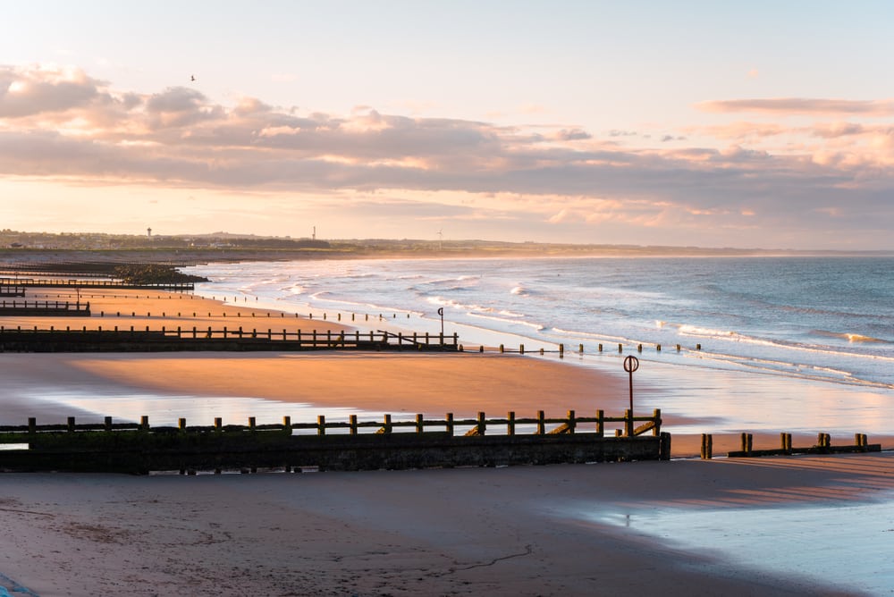 Coucher de soleil sur la plage d'Aberdeen