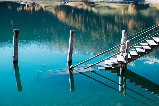 Lac de Resia, Italie, sous l'eau