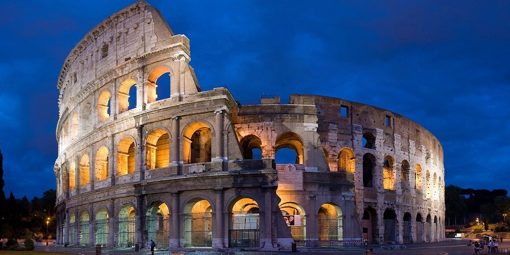 Colosseum, night, Rome, wonders