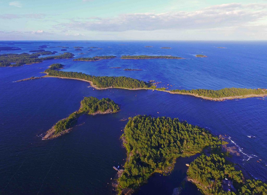 Aerial view Finnish archipelago