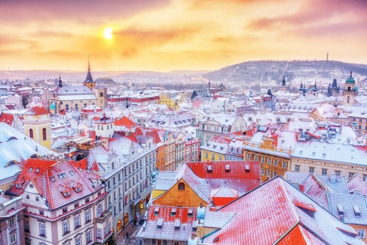 Prague sous la neige