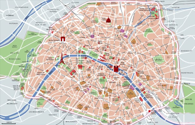 Carte & plan des sites d’intérêt de Paris