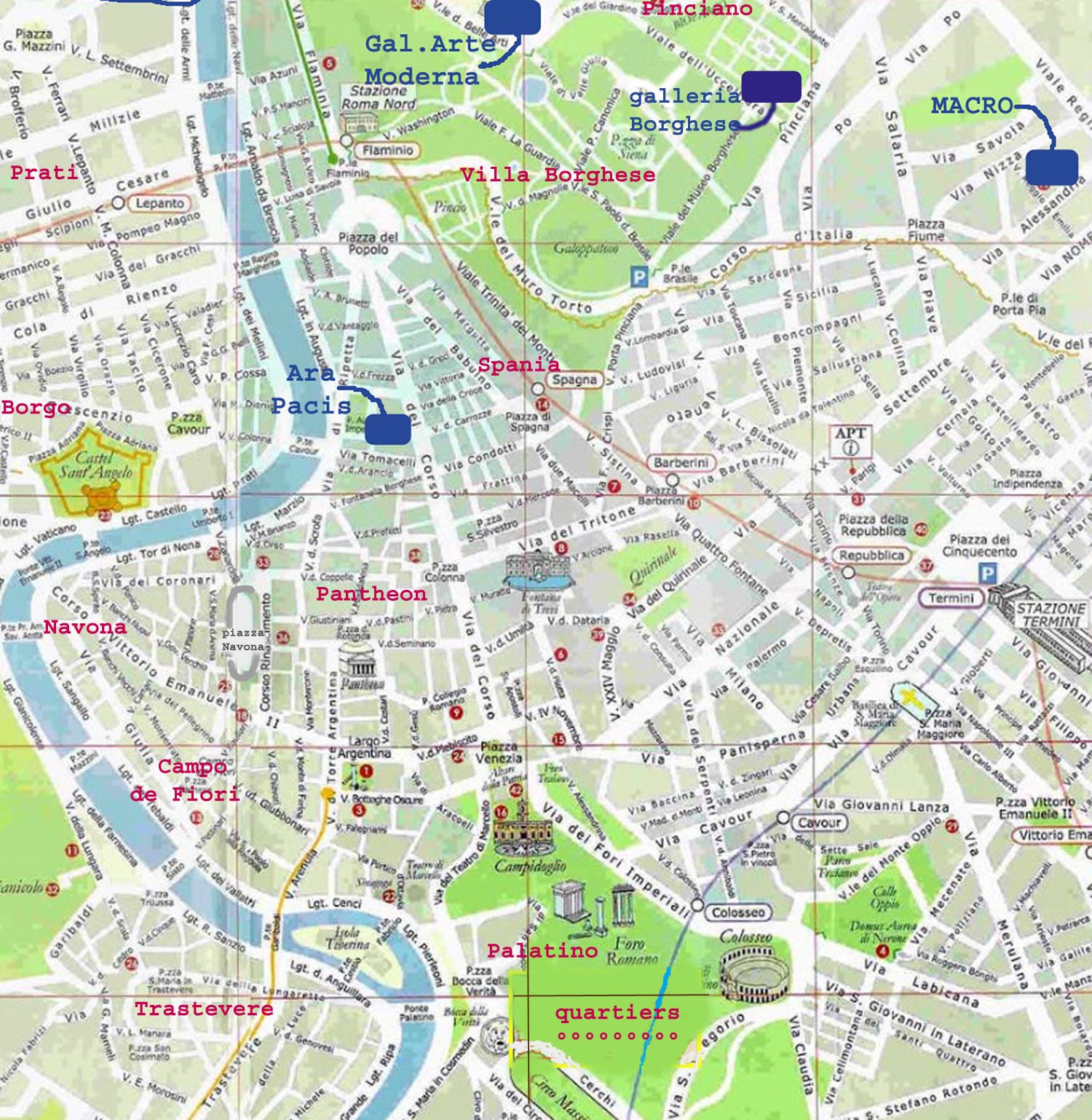 Mappe E Percorsi Dettagliati Di Roma