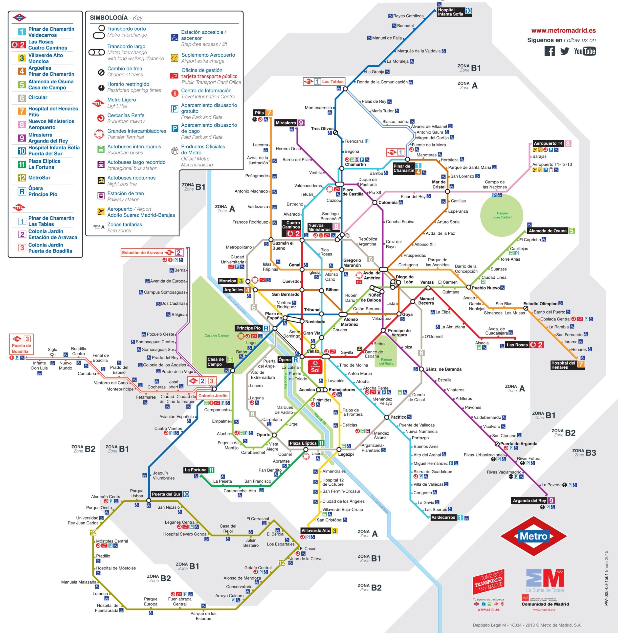 Mappa e piano della metropolitana di Madrid