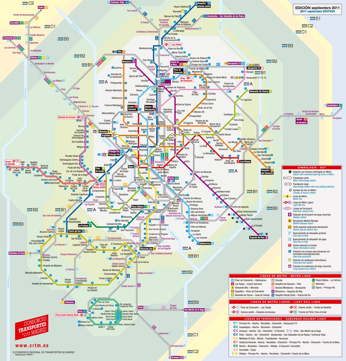 Mappa e piano dei trasporti di Madrid