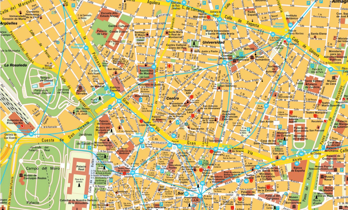 Mappa e piano di Madrid