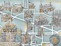 Carte et plan des monuments de Gaudi à Barcelone
