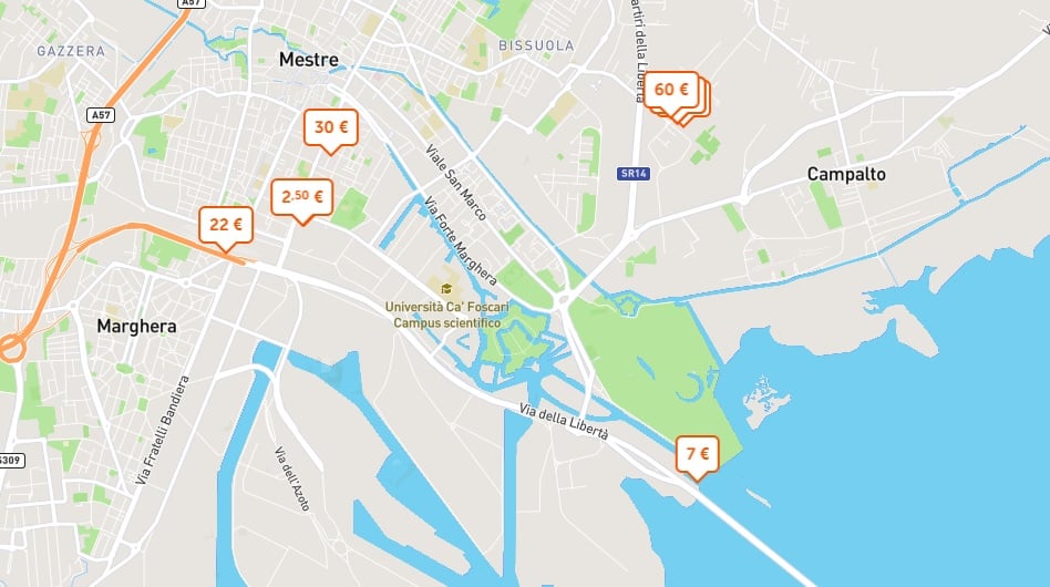 Carte des Parking Venise Mestre