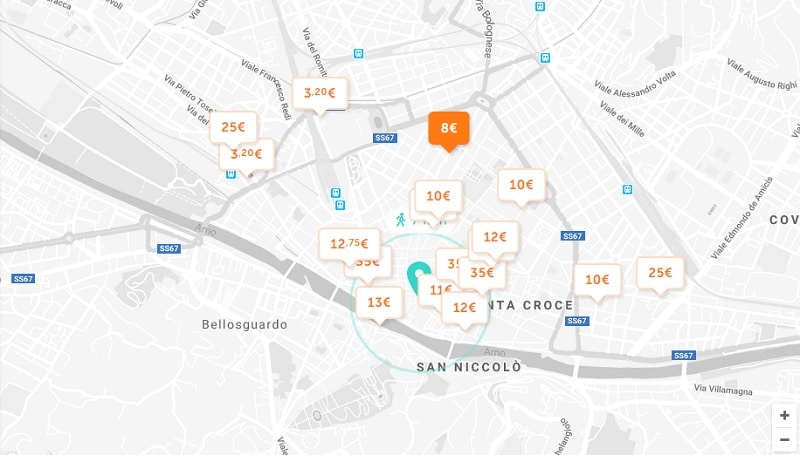 Carte des parkings pas chers à Florence