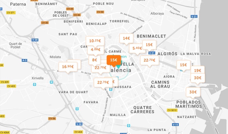 Carte des parkings pas cher à Valence