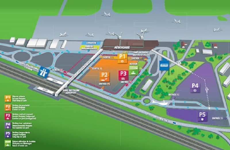 Plan des parkings de l'aéroport de Strasbourg
