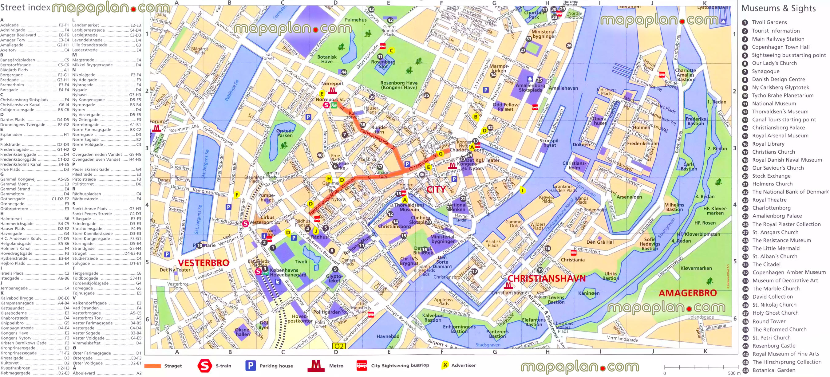 Piani delle mappe di Copenaghen