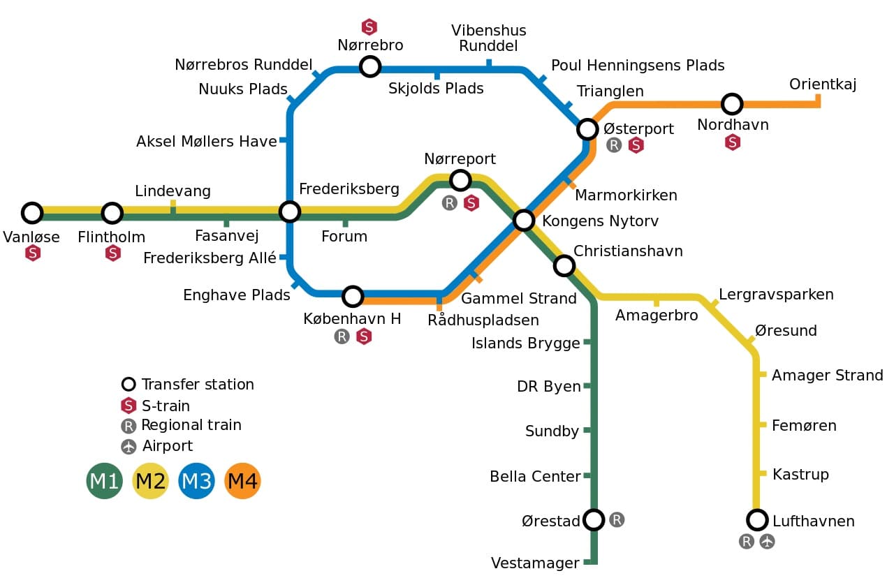 Carte Metro Copenhague 