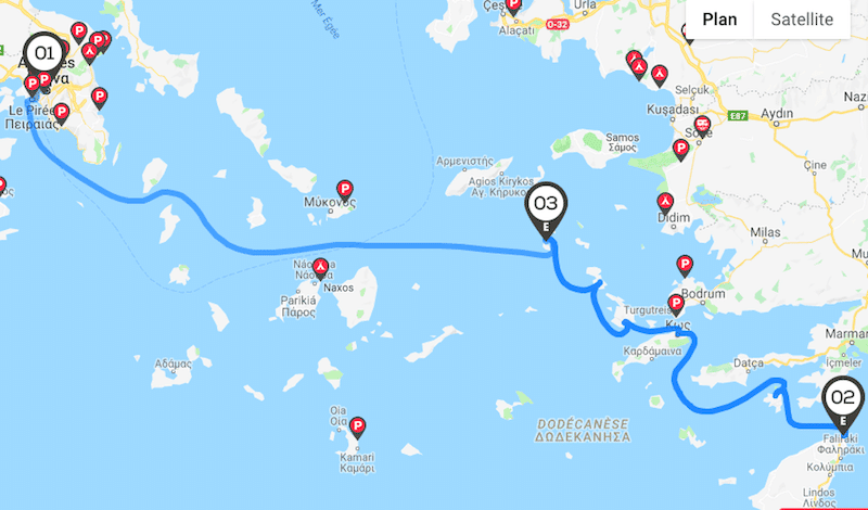 Itinéraire Grèce continentale - Dodécanèse