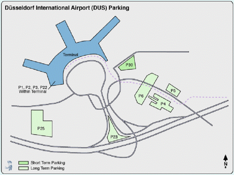 Plan des parkings de l'aéroport de Dusseldorf