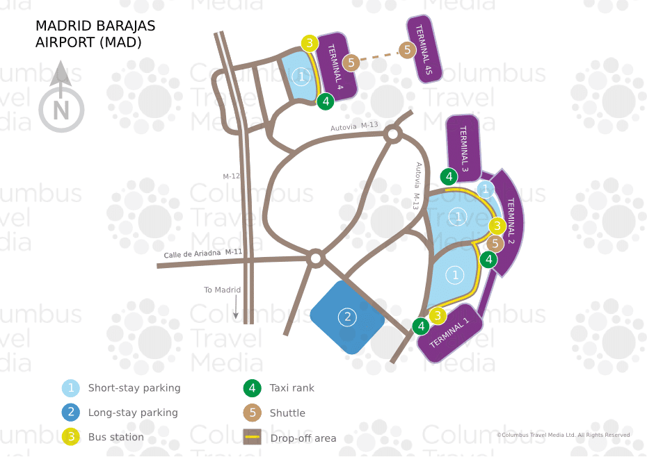 Plan des parkings de l'aéroport de Madrid
