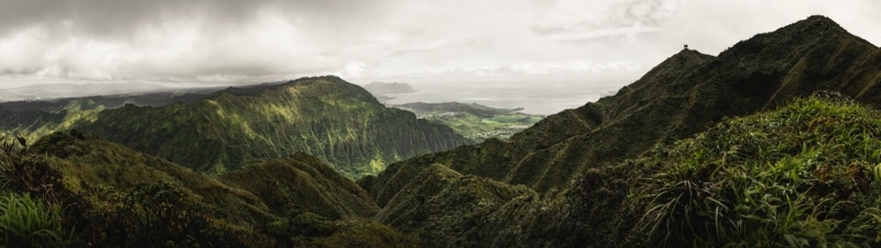 panorama Haiku stairs Moanlua Valley