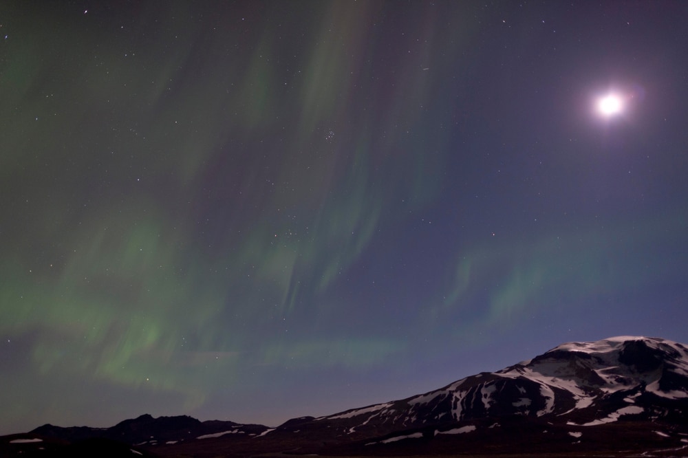 Aurore boréale à Snæfell, Islande