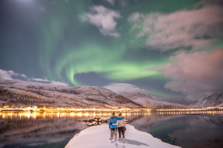 Tromsø, couple, aurore boréale, Norvège