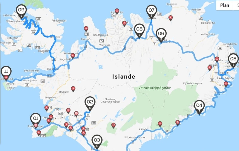 visiter islande camping car itineraire 2 semaines