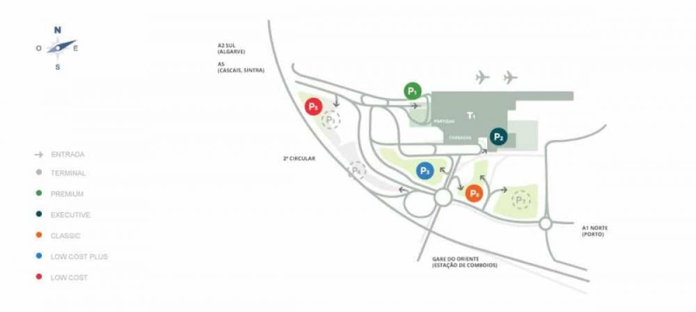 Plan du parking aéroport de Lisbonne