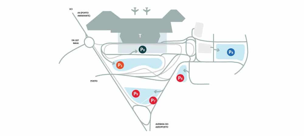 Plan du parking aéroport de Porto