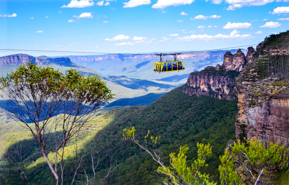Forêt de pluie de Skyrail Paysage de cableway dans Blue Mountains, Australie