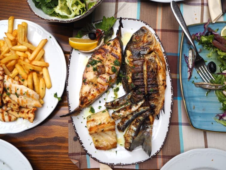 Seafood grilled fish in restaurant Dubrovnik, Croatia