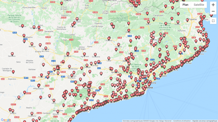 Carte de la Catalogne et ses aires