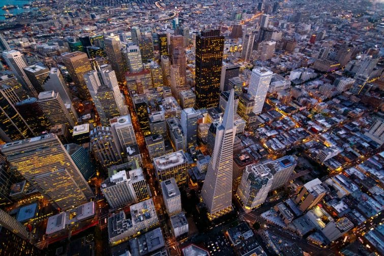 Vista aerea del centro di San Francisco
