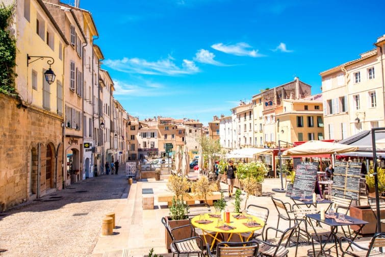 the old town of Aix-en-Provence city on the south of France.