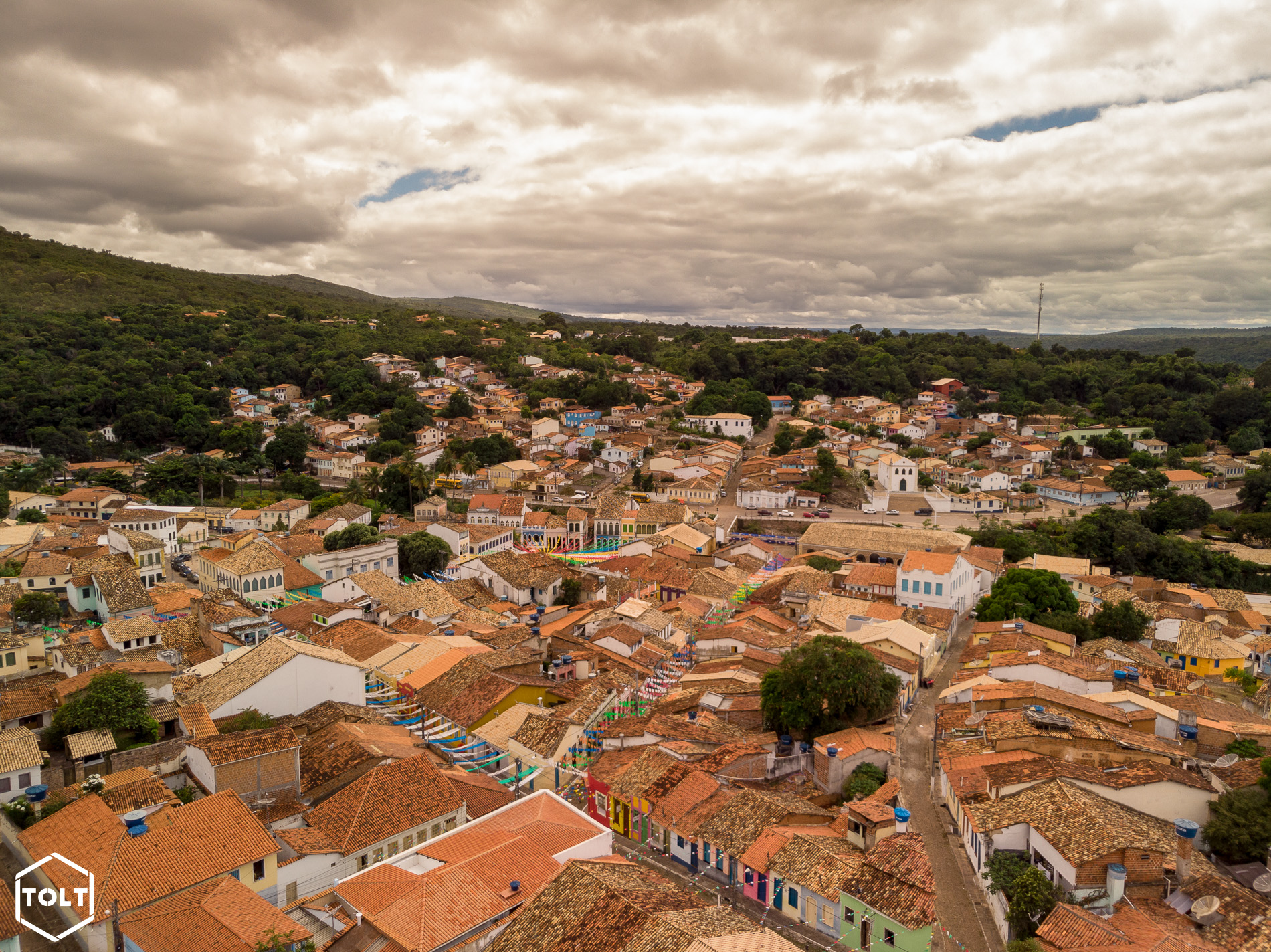 Vue aérienne de la petite ville de Lençois, point de départ pour la Chapada Diamantina