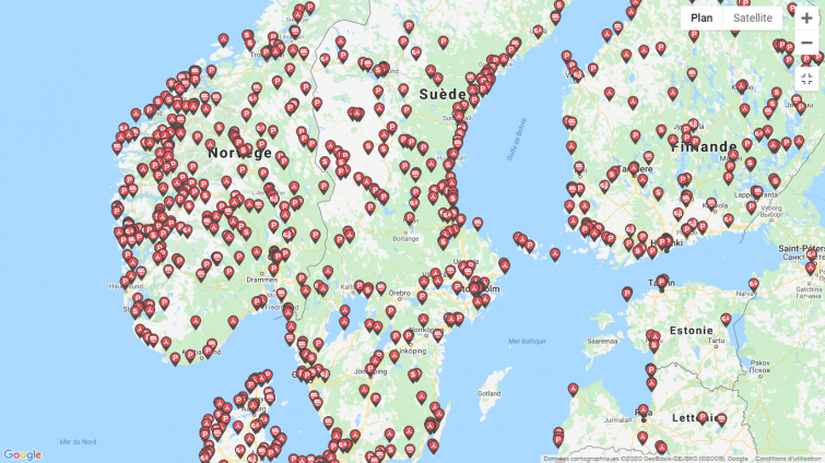 Carte Caramaps de la Suède