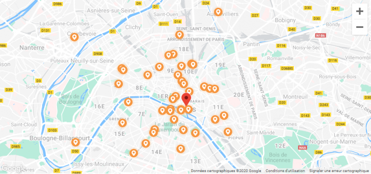 Carte Stasher des consignes à bagages à Paris