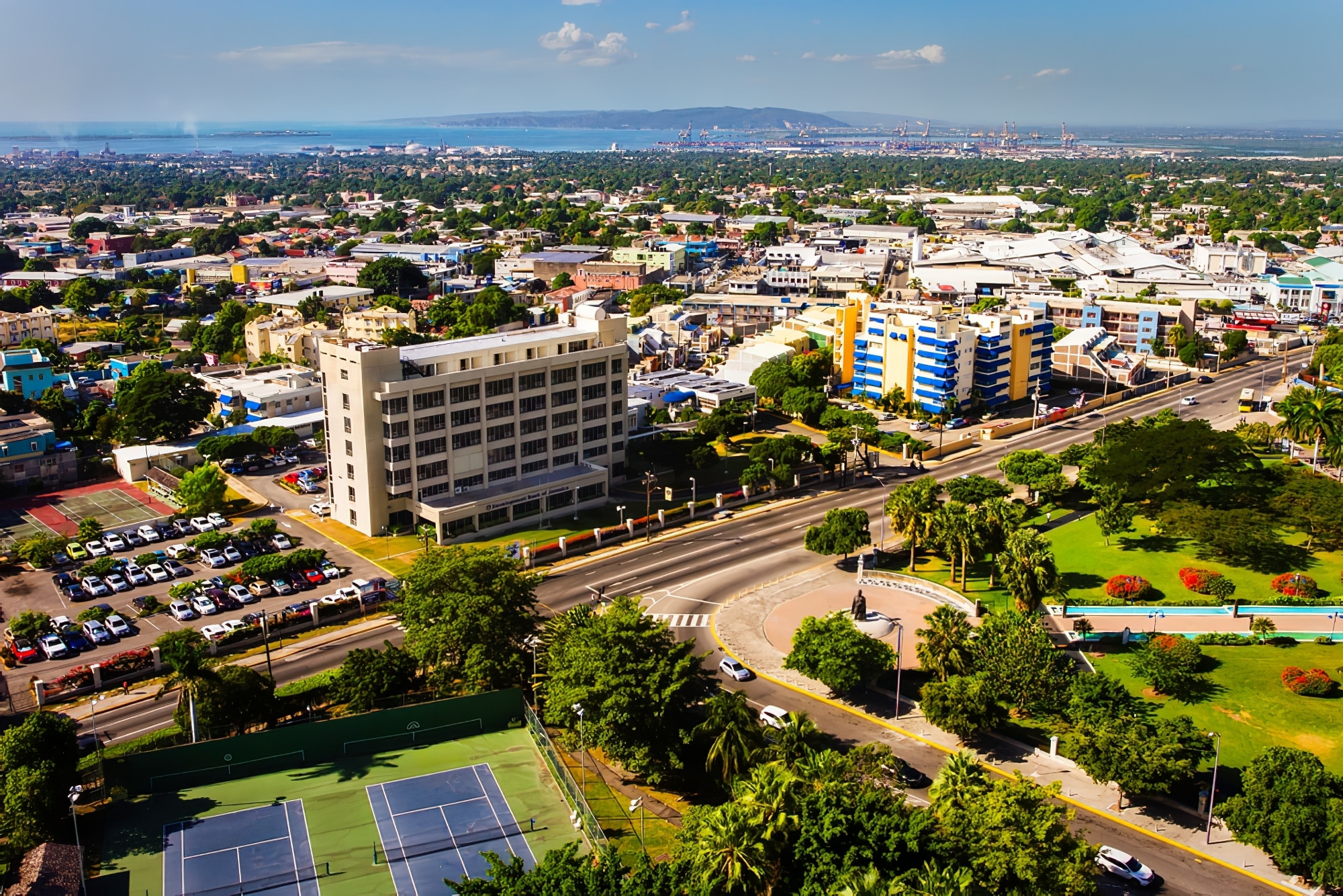Vue aérienne de Kingston en Jamaïque