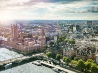 Vue aérienne de Londres et du quartier de Westminster