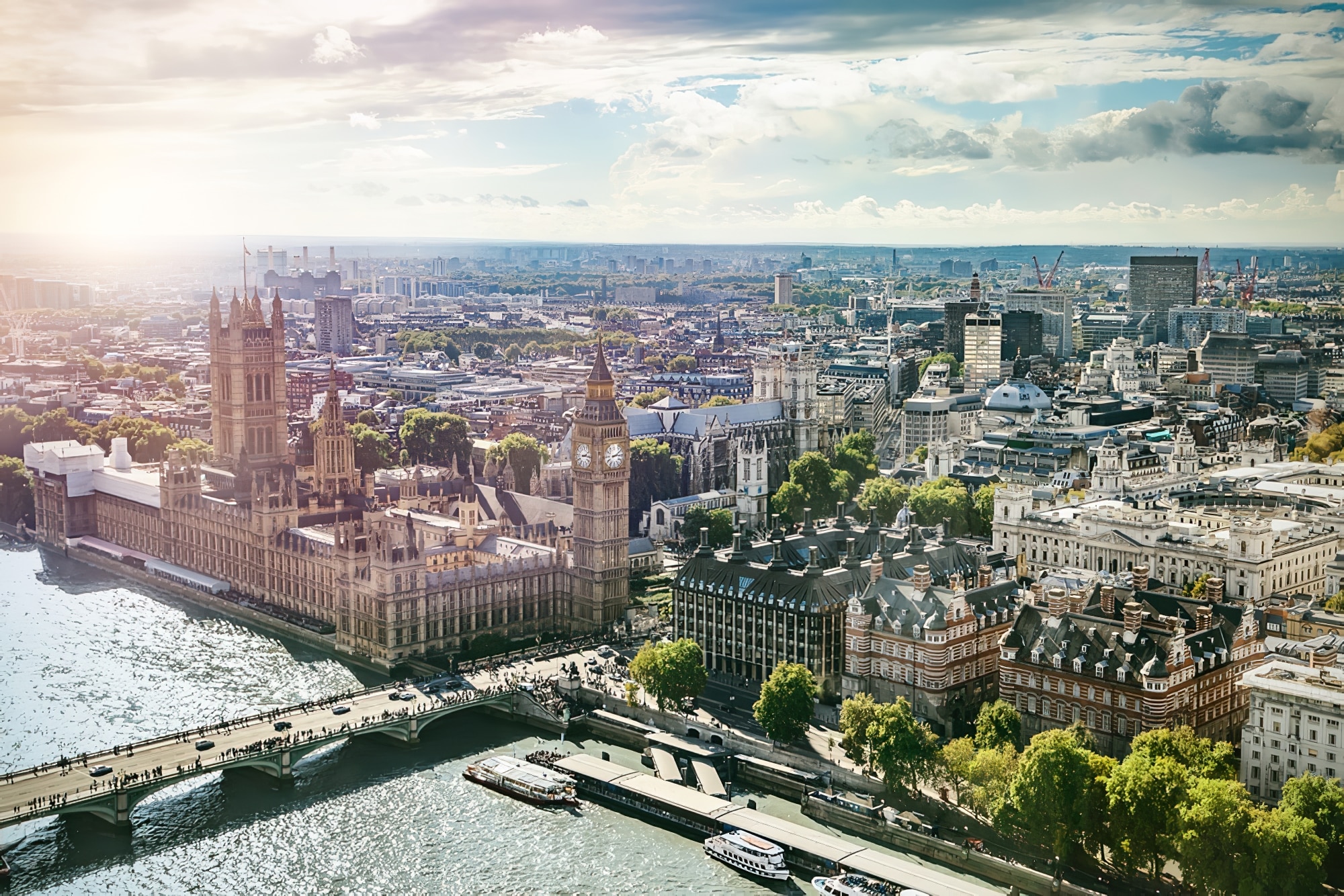 Vue aérienne de Londres et du quartier de Westminster