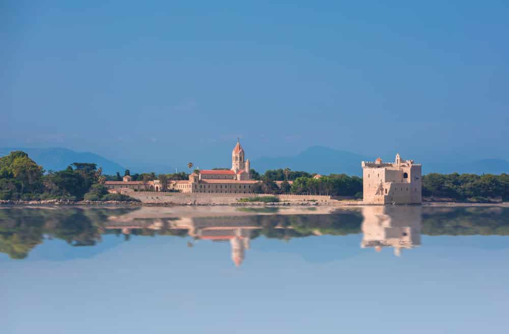 Fortress de Saint-Honorat and Abbey of Lérins in the Île Saint-Honorat in South of France opposite to Cannes.