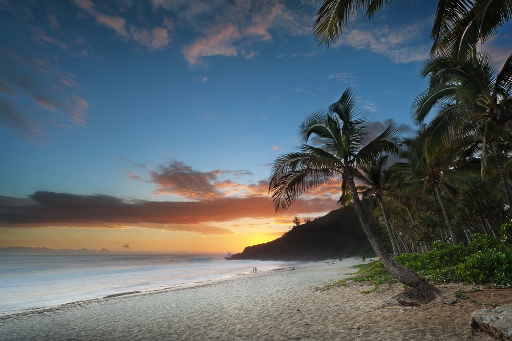 La plage de Grande-Anse a couché de soleil, ile des Saintes