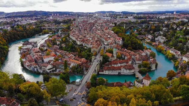 Vue aérienne de la ville de Berne en Suisse