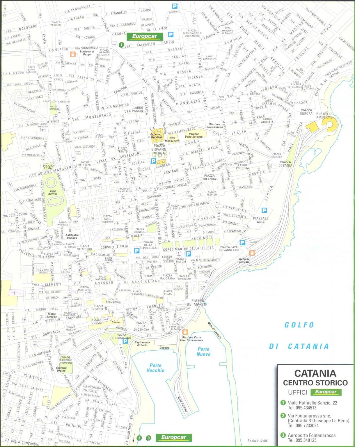 Cartes et plans détaillés de Catane