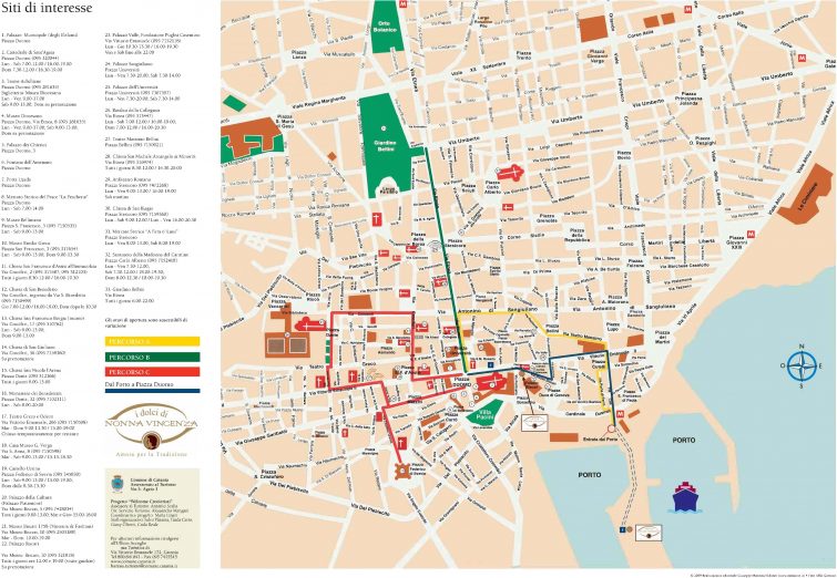 Mappa Catania principali luoghi di interesse