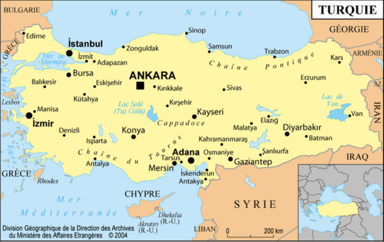 Mappa generale della Turchia con Istanbul