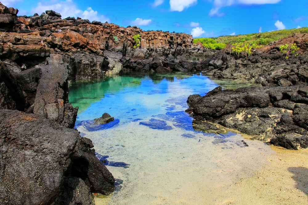 lagon à l'eau claire sur l'île de Genovesa dans le Parc national des Galápagos