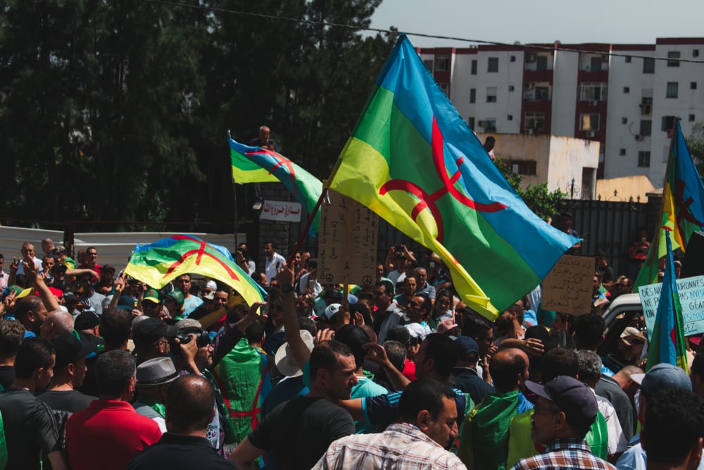 Manifestation contre l'interdiction de l'emblème Amazigh en 2019