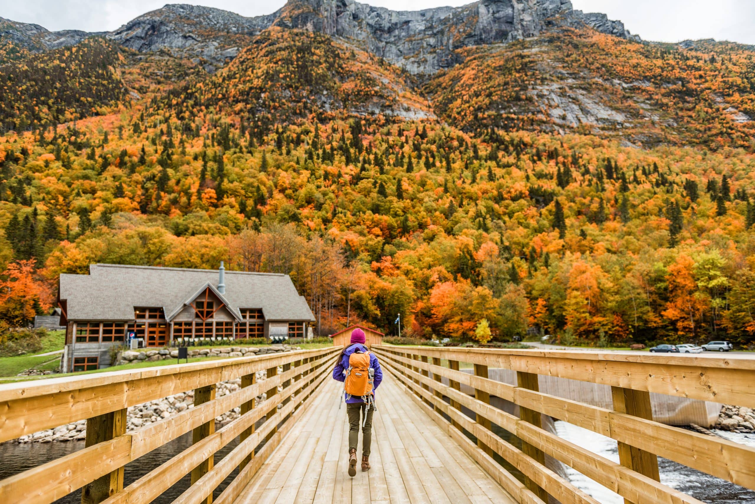 Autumn,Nature,Hiker,Girl,Walking,In,National,Park,In,Quebec